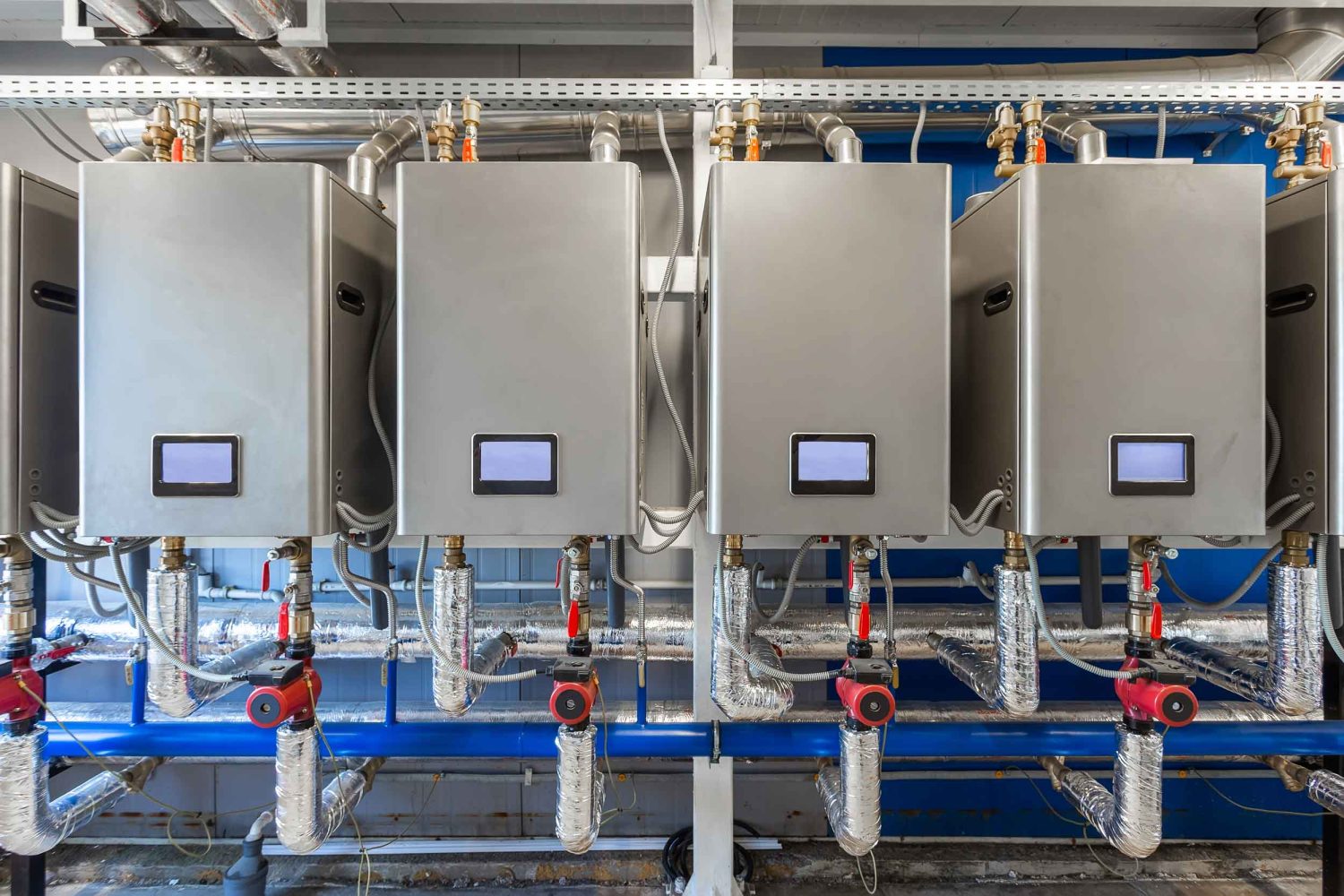 gas boiler room, boilers and equipment