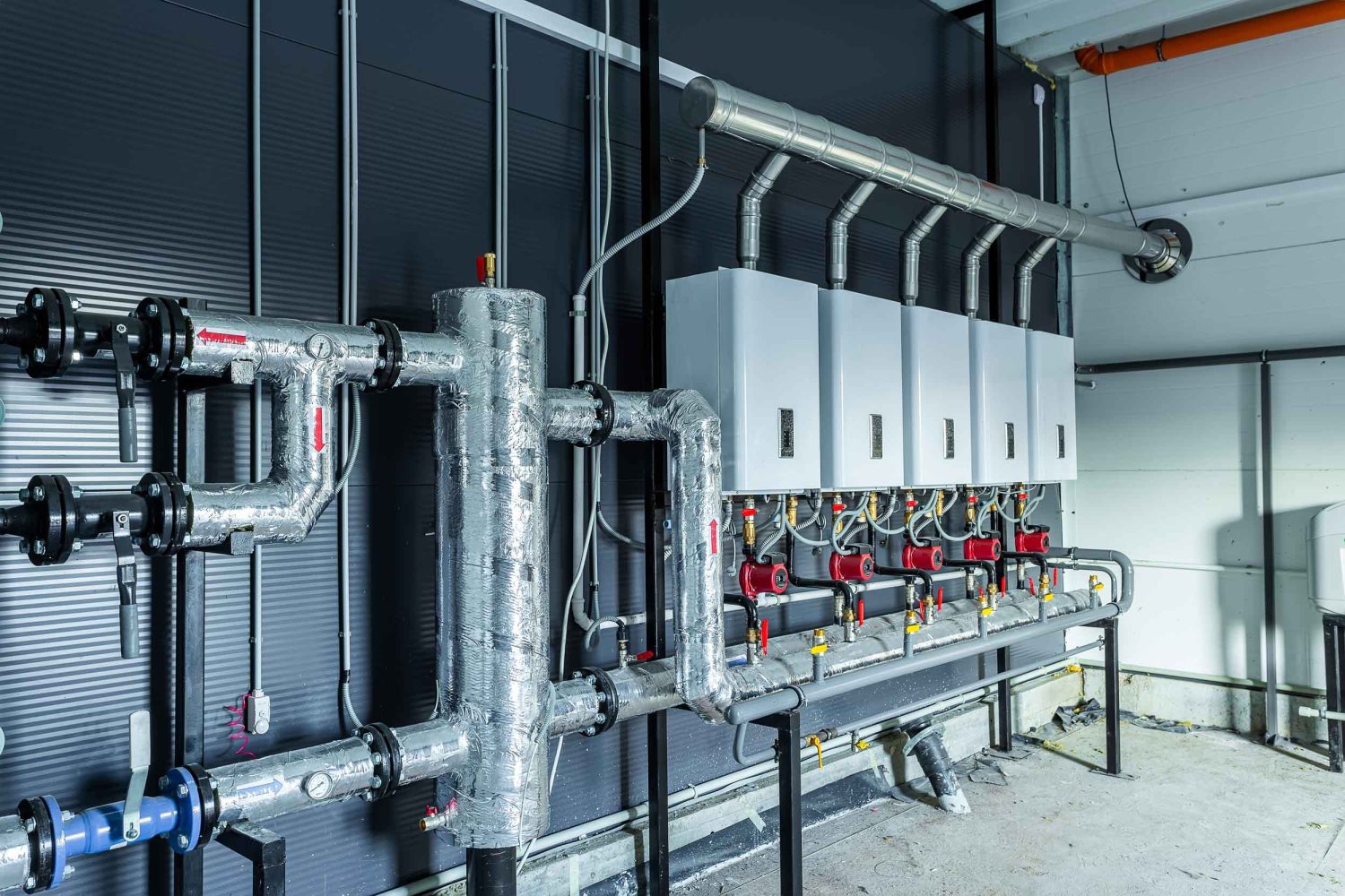 gas boiler room, boilers and equipment